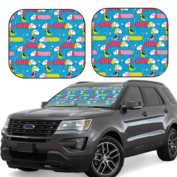 Yiaed Color Dachshund Dog Print Car Front Windshield Sun Shade,Foldable Anti-UV Car Sunshade for Front Window for Most Vehicles-Large