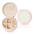 thumbnail image 1 of Yiaed Color Rabbit Print Travel Jewelry Case Bridesmaid Gift Boxes Jewelry Travel Organizer Small Round Jewelry Box Mini Storage-Pink, 1 of 7