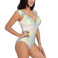 thumbnail image 1 of Yiaed Color Rabbit Print Women's Ruffled One Piece Swimsuit V Neck Swimwear Slimming Monokini for Woman-X-Large, 1 of 8