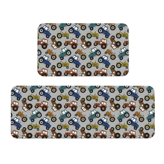 Yiaed Color Tractor Kitchen Rugs Sets of 2 Kitchen Mats Cushioned Anti Fatigue Kitchen Rug Tapetes Para Cocina for Sink,Laundry Room