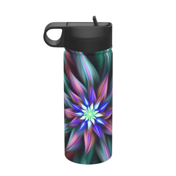 Yiaed Colored Abstract Print Water Bottle with Straw Lid, Stainless Steel Double Wall Insulated Water Bottle | Leak-Proof and Spill-Proof Water Bottle