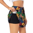 thumbnail image 1 of Yiaed Colored Guitars Print Women's Running Shorts with Liner 3 Zipper Pockets Elastic Workout Athletic Gym Yoga Shorts-, 1 of 7