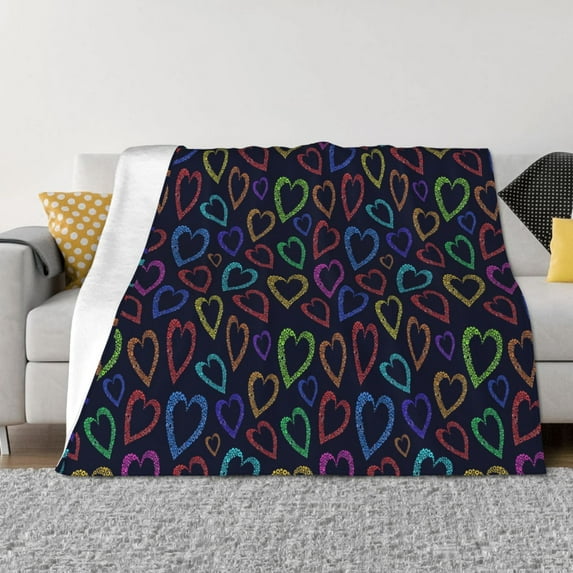 Yiaed Colored Hearts Print Blanket Throw Blanket Soft Cozy Flannel Blanket for Home Bed Sofa Couch Chair-50"x40"