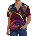 thumbnail image 1 of Yiaed Colorful Abstract Wave Motion Print Mens Casual Wrinkle Free Shirts Short Sleeve Button Down Summer Stretch Dress Shirt-Large, 1 of 5