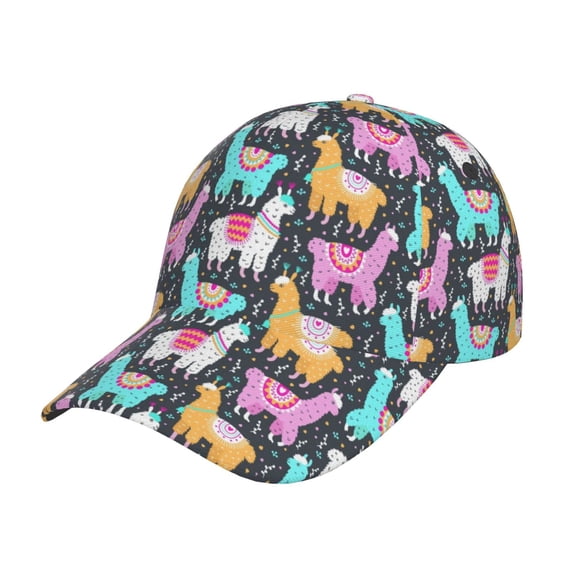 Yiaed Colorful Alpaca Print Cap Adjustable Size for Running Workouts and Outdoor Activities All Seasons