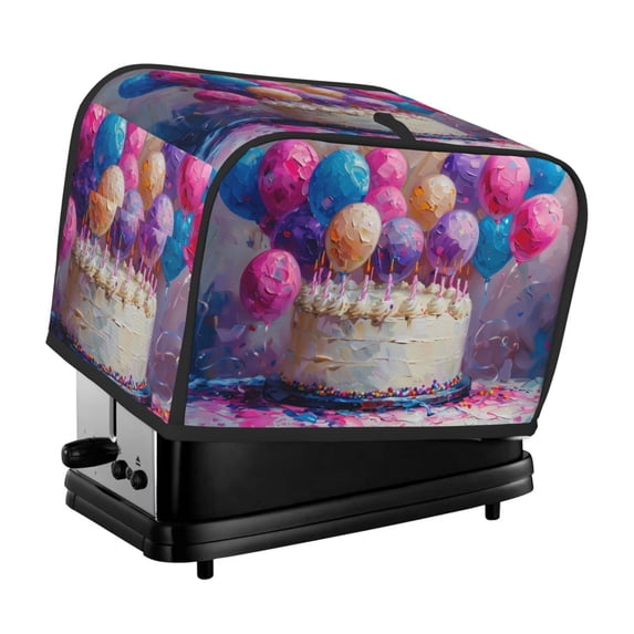 Yiaed Colorful Balloon Cake Celebration Print Two Slice Bread Machine Cover, Universal Size Kitchen Appliance Cover for Bread Machine,Bread Machine Cover