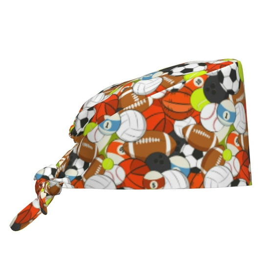 Yiaed Colorful Balls Print Turban Hat for Women Men Comfortable Adjustable Cleaning Working Cap with Sweatband