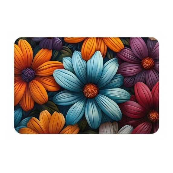 Yiaed Colorful Blooming Flowers Print Flannel Doormat Mat Outdoor Indoor Door Mats,Welcome Matt Outdoor Front Door Mat Doormat Outdoor Mat Outdoor Mat,16"x24"