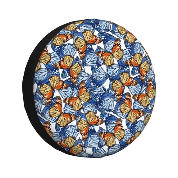Yiaed Colorful Butterfly1 Print Tire Wheel Cover, Waterproof Spare Tire Cover Fit for Jeep, Truck,Trailer, RV, SUV, Camper and Most Vehicle-15 inch