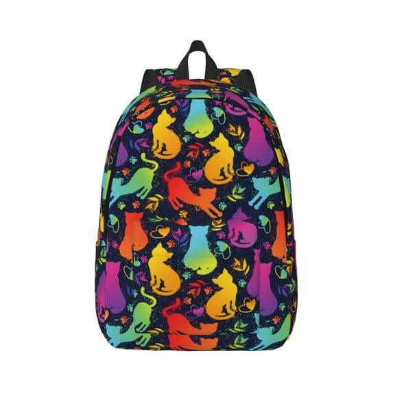 Yiaed Colorful Cats Print Backpack, Premium Laptop Backpack, Travel Backpack for Women, Lightweight Backpacks, Comfortable Back Pack-Small