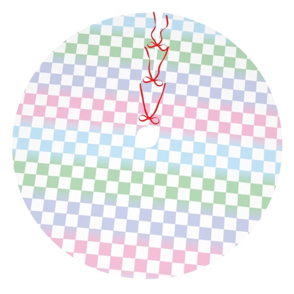 Yiaed Colorful Checkerboard Print Christmas Tree Skirt , Tree SkirtsTree Mat for Christmas Winter Holiday Indoor Decorations-36"