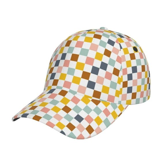 Yiaed Colorful Checkered 1 Print Cap Adjustable Size for Running Workouts and Outdoor Activities All Seasons