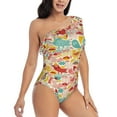 thumbnail image 1 of Yiaed Colorful Chicken Print Women One Piece Swimsuits Tummy Control One Shoulder Bathing Suits Pattern Ruffle Swimwear-Medium, 1 of 1