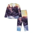 thumbnail image 1 of Yiaed Colorful Cloud Sleeping Cat Print Pajamas Women's Long Sleeve Sleepwear Soft Button Down Loungewear Pjs Lounge Set Nightwear Womens Pajama Pants-Medium, 1 of 7