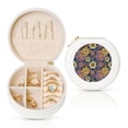 thumbnail image 1 of Yiaed Colorful Compasses Print Travel Jewelry Case Bridesmaid Gift Boxes Jewelry Travel Organizer Small Round Jewelry Box Mini Storage-White, 1 of 7