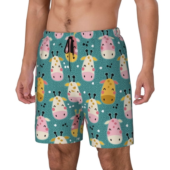 Yiaed Colorful Cow Print Mens Swim Trunks Bathing Suit Compression Liner Beach Swim Shorts Swimwear Quick Dry Zipper Pocket No-Chafing Board Short-X-Large