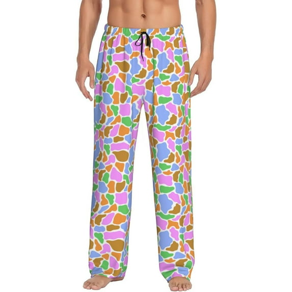 Yiaed Colorful Cow Skin Print Men's Lounge Pants, Loose PJ Bottoms, Long Pajama Pants for Men-XX-Large
