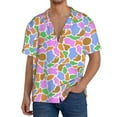 thumbnail image 1 of Yiaed Colorful Cow Skin Print Mens Casual Wrinkle Free Shirts Short Sleeve Button Down Summer Stretch Dress Shirt-X-Large, 1 of 5