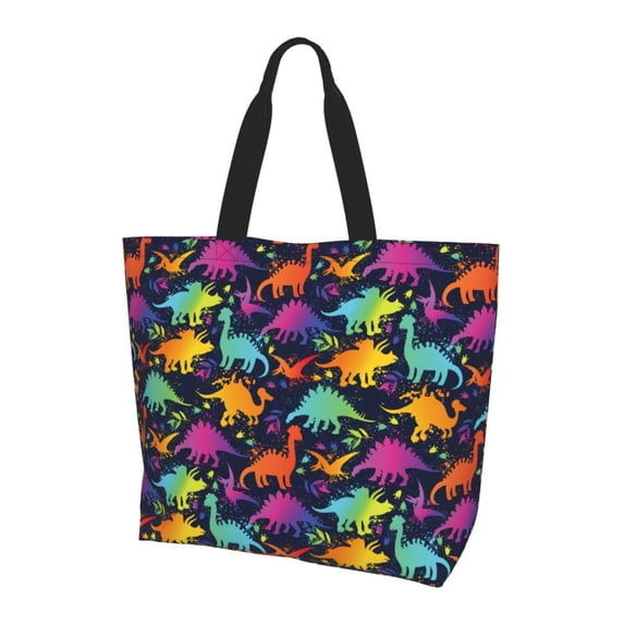 Yiaed Colorful Dinosaur Print Handbag for Women Tote Purse Shoulder Bag Large Fashion Hobo Purse Handbag Shopping Tote