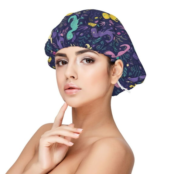 Yiaed Colorful Dinosaur Print Satin Bonnet Silk Bonnet Hair Bonnet for Sleeping Hair Bonnets