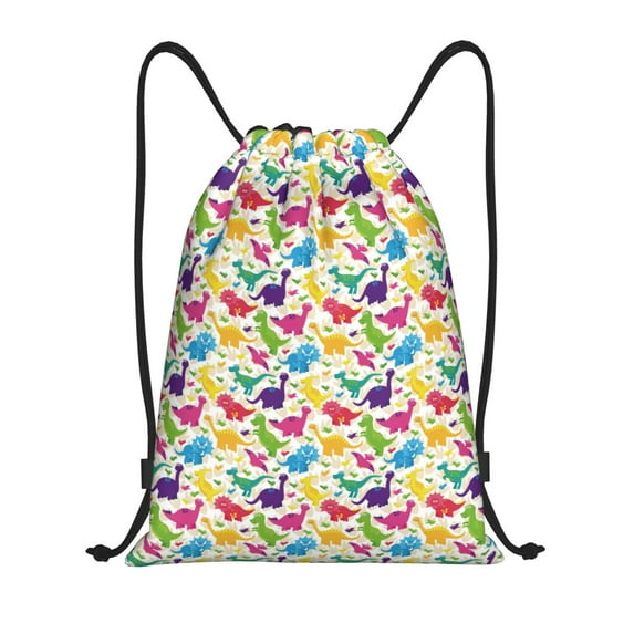 Yiaed Colorful Dinosaurs Print Drawstring Bags Drawstring Backpack Bulk String Back Pack Gym Sport Bag-Medium