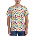 thumbnail image 1 of Yiaed Colorful Dinosaurs Print Mens Short Sleeve Tight Fit T-Shirt, Crewneck Casual Tee-X-Large, 1 of 5