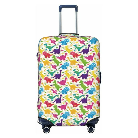Yiaed Colorful Dinosaurs Print Travel Luggage Cover Suitcase Protector Fits 18-32 Inch Luggage Wheel Covers Patterned Elastic Luggage Anti-scratch（No luggage）-Large