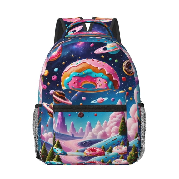Yiaed Colorful Donut Print School Backpack College Backpack Daypacks for Students High School Spacious and Durable Daypack for Work and Travel-One Size
