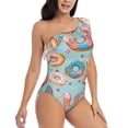 thumbnail image 1 of Yiaed Colorful Donut Print Women One Piece Swimsuits Tummy Control One Shoulder Bathing Suits Pattern Ruffle Swimwear-Large, 1 of 8