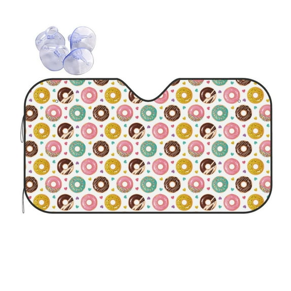 Yiaed Colorful Donuts Print Car Windshield Sunshade Front Auto Car Front Window Sun Shade Foldable Sun Visor Shield Cover Auto Accessories for Sedan SUV Truck-Medium