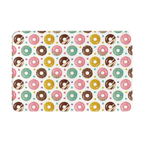 Yiaed Colorful Donuts Print Flannel Doormat Mat Outdoor Indoor Door Mats, Non Slip Durable Entrance Rugs for Outside Entry, Porch, Resist Dirt, 16"x24"