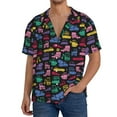 thumbnail image 1 of Yiaed Colorful Excavator Print Mens Casual Wrinkle Free Shirts Short Sleeve Button Down Summer Stretch Dress Shirt-Small, 1 of 5