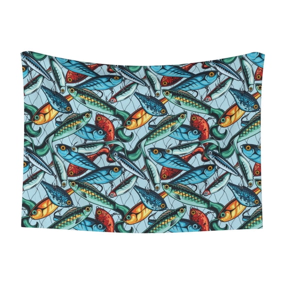 Yiaed Colorful Fishing Baits Print Dog Blankets-Cat Blanket Washable for Couch Protection,Puppy Blanket, Soft Plush Reversible Throw Furniture Protector-Medium