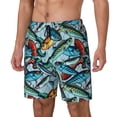 thumbnail image 1 of Yiaed Colorful Fishing Baits Print Mens Swim Trunks Bathing Suit Compression Liner Beach Swim Shorts Swimwear Quick Dry Zipper Pocket No-Chafing Board Short-Medium, 1 of 6