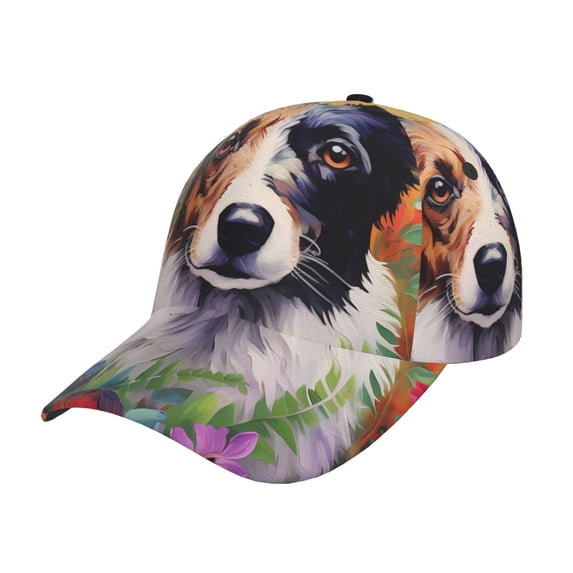 Yiaed Colorful Flower Dog Print Cap Adjustable Size for Running Workouts and Outdoor Activities All Seasons