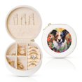 thumbnail image 1 of Yiaed Colorful Flower Dog Print Travel Jewelry Case Bridesmaid Gift Boxes Jewelry Travel Organizer Small Round Jewelry Box Mini Storage-White, 1 of 7