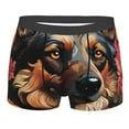 thumbnail image 1 of Yiaed Colorful Flower German Shepherd Print Men's Soft Cotton Boxer Shorts Breathable Boxers Underwear Moisture-Wicking Underwear Stretch Boxer Briefs for Man-X-Large, 1 of 5