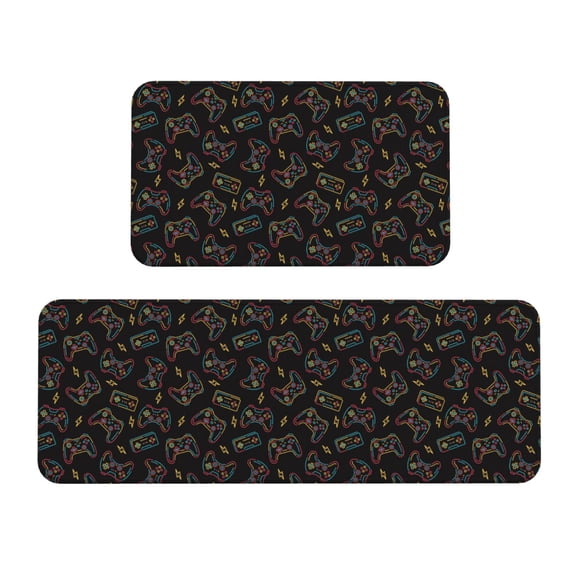 Yiaed Colorful Game Controller Kitchen Rugs Sets of 2 Kitchen Mats Cushioned Anti Fatigue Kitchen Rug Tapetes Para Cocina for Sink,Laundry Room