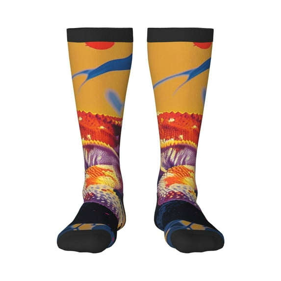 Yiaed Colorful Gecko Jungle Art Print Great elasticity Adult Stockings Sports socks for Men and Women