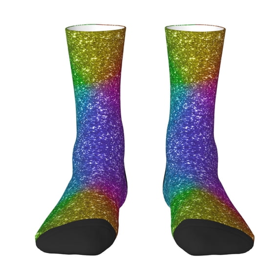 Yiaed Colorful Glitter Print Great elasticity Crew Socks Sports socks for Men and Women