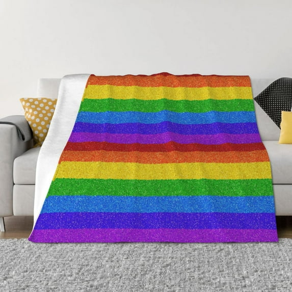 Yiaed Colorful Glitter Rainbow Print Blanket Throw Blanket Soft Cozy Flannel Blanket for Home Bed Sofa Couch Chair-60"x50"