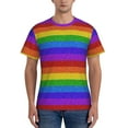 thumbnail image 1 of Yiaed Colorful Glitter Rainbow Print Mens Short Sleeve Tight Fit T-Shirt, Crewneck Casual Tee-Small, 1 of 5