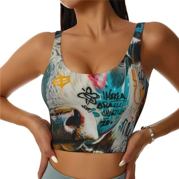 Yiaed Colorful Graffiti Cow Print Ladies Waistcoat Women Sports Vest Vest Sports Women Sports Top Yoga Vest for Women-