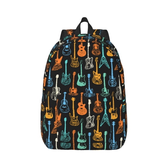 Yiaed Colorful Guitar Print Backpack, Premium Laptop Backpack, Travel Backpack for Women, Lightweight Backpacks, Comfortable Back Pack-Small