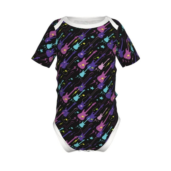 Yiaed Colorful Guitar Print Infant Climbing Short Sleeve Onesie One-Piece Baby Bodysuit Clothes 0-12 Months -9M