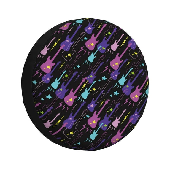 Yiaed Colorful Guitar Print Tire Wheel Cover, Waterproof Spare Tire Cover Fit for Jeep, Truck,Trailer, RV, SUV, Camper and Most Vehicle-14 inch
