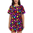 thumbnail image 1 of Yiaed Colorful Hearts Print Short Sleeve Pajama Sets for Women Casual Crew Neck 2 Piece Lounge Sets Women's Short-Sleeved Pajama-XX-Large, 1 of 5