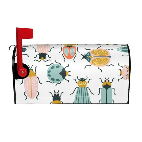 Yiaed Colorful Insects Print Mailbox Covers, Magnetic Mailbox Cover, Mail Box Covers for Garden Outdoor Decor Box Covers-21x18 in