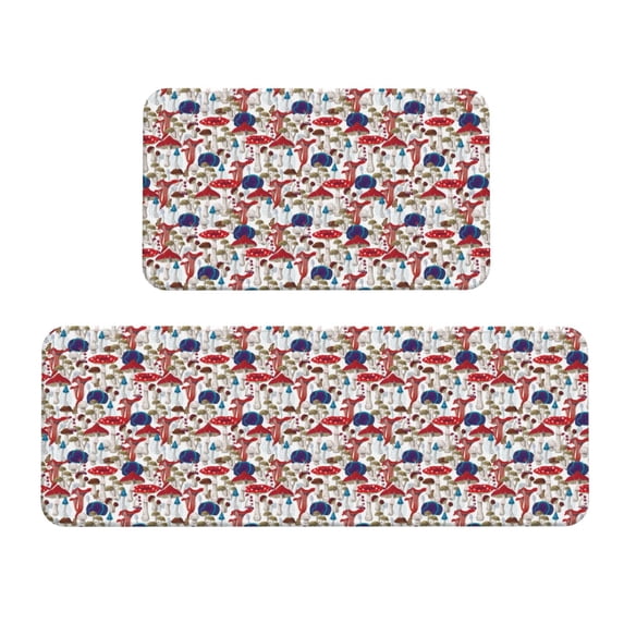 Yiaed Colorful Mushrooms (2) Kitchen Rugs Sets of 2 Kitchen Mats Cushioned Anti Fatigue Kitchen Rug Tapetes Para Cocina for Sink,Laundry Room