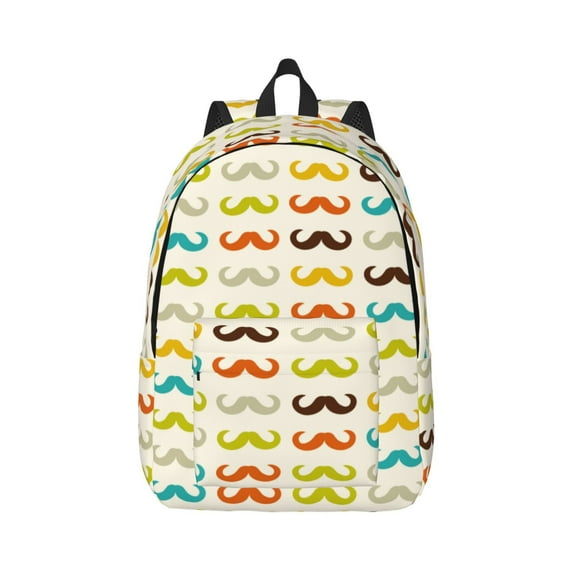 Yiaed Colorful Mustache Print Backpack, Premium Laptop Backpack, Travel Backpack for Women, Lightweight Backpacks, Comfortable Back Pack-Small